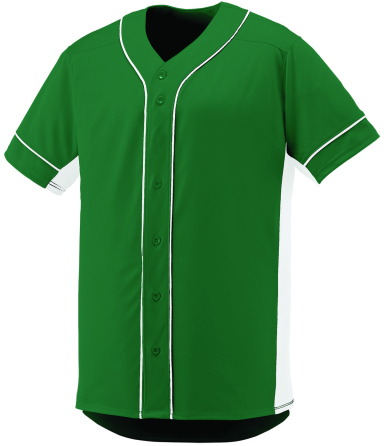 Augusta Sportswear 1661 Youth Slugger Jersey in Dark green/ wht front view