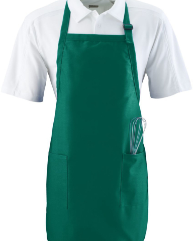 Augusta Sportswear 4350 Full Length Apron with Poc in Dark green front view