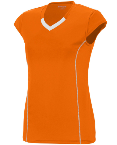 Augusta Sportswear 1219 Girls' Blash Jersey in Powr orange/ wht front view