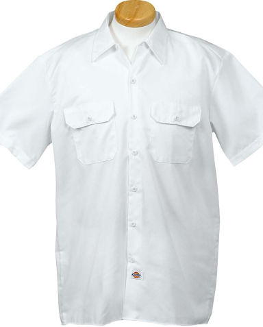 1574 Dickies Short Sleeve Twill Work Shirt  in White front view