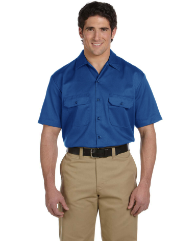 1574 Dickies Short Sleeve Twill Work Shirt  in Royal blue front view