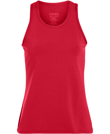 Augusta Sportswear 1203 Girls' Solid Racerback Tan in Red front view