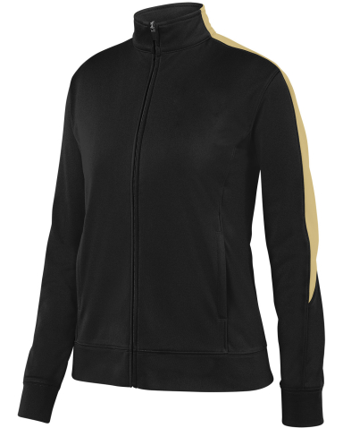 Augusta Sportswear 4397 Ladies Medalist Jacket 2.0 in Black/ vegas gld front view