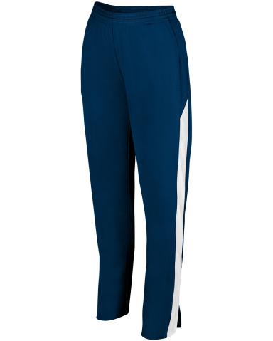 Augusta Sportswear 7762 Women's Medalist Pant 2.0 in Navy/ white front view