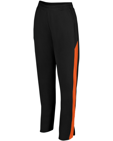 Augusta Sportswear 7762 Women's Medalist Pant 2.0 in Black/ orange front view