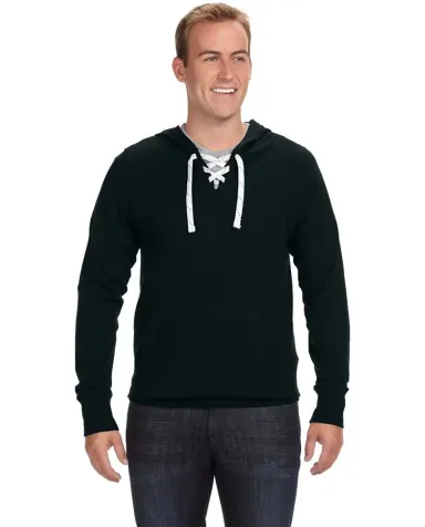J America 8231 Sport Lace Jersey Hooded Pullover T BLACK front view