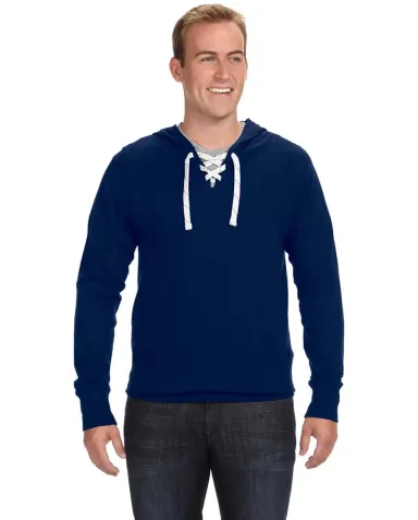J America 8231 Sport Lace Jersey Hooded Pullover T NAVY front view