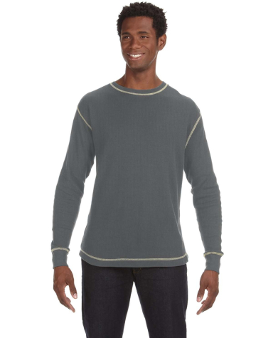 J America 8238 Vintage Long Sleeve Thermal T-Shirt in Chrl htr/ vnt wh front view