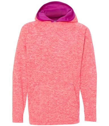 J America 8610 Youth Cosmic Fleece Hooded Pullover FRE CRL/ MAGENTA front view