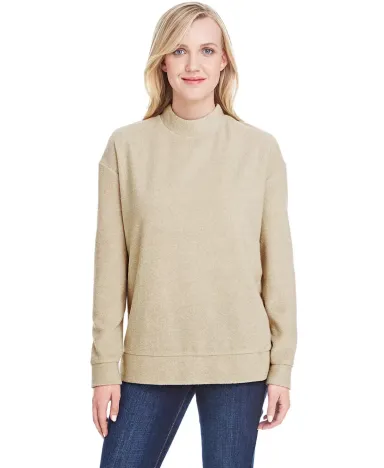 J America 8428 Women's Weekend Terry Mock Crew NATURAL front view