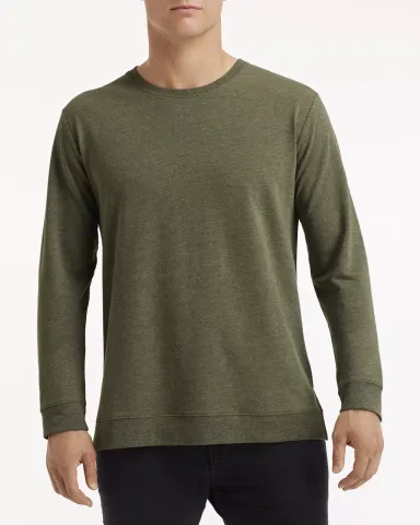 Anvil 73000 Unisex French Terry Crewneck Pullover HTHR CITY GREEN front view
