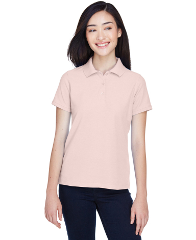 Harriton M280W Ladies' 5 oz. Blend-Tek™ Polo in Blush front view