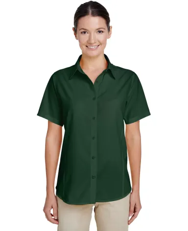 Harriton M610SW Ladies' Paradise Short-Sleeve Perf PALM GREEN front view