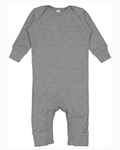 Rabbit Skins 4412 Infant Long Legged Baby Rib Body in Granite heather front view