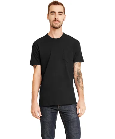 Next Level Apparel 3605 Unisex Pocket Crew in Black front view