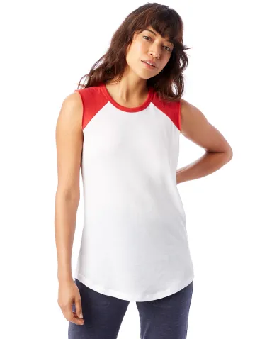 Alternative Apparel 5104 Women's Vintage Team Play in White / red front view