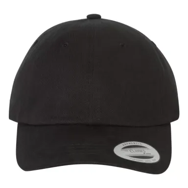 Yupoong 6245PT Peached Cotton Twill Dad Cap BLACK front view