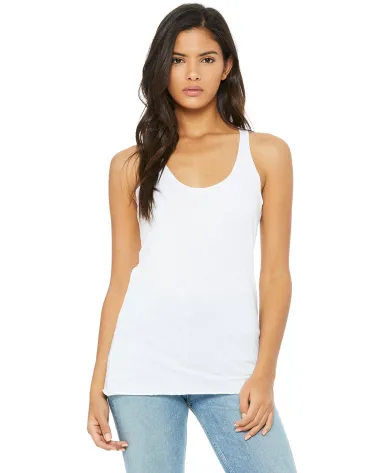 BELLA 8430 Womens Tri-blend Racerback Tank in Solid wht trblnd front view