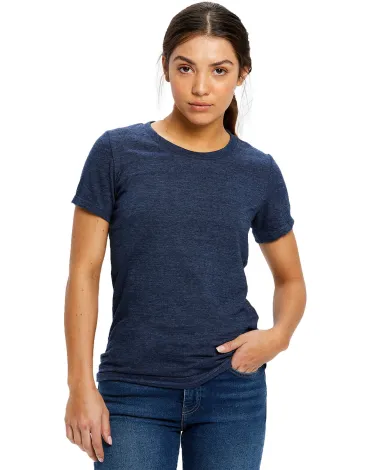 0222 US Blanks Ladies Triblend T-Shirt in Tri navy front view