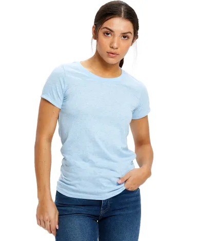 0222 US Blanks Ladies Triblend T-Shirt in Tri light blue front view