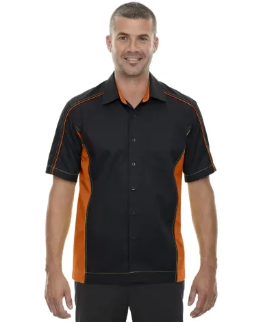 North End 87042T Men's Tall Fuse Colorblock Twill  BLACK/ ORANGE front view