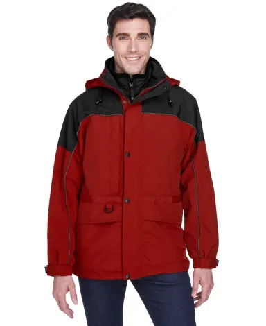North End 88006 Adult 3-in-1 Two-Tone Parka MOLTEN RED front view