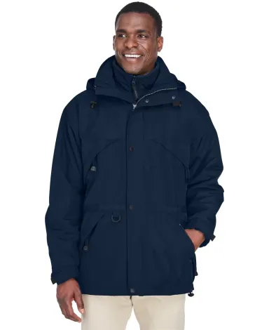North End 88007 Adult 3-in-1 Parka with Dobby Trim MIDNIGHT NAVY front view