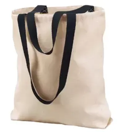 8868 Liberty Bags® Marianne Cotton Canvas Tote NATURAL/ BLACK front view