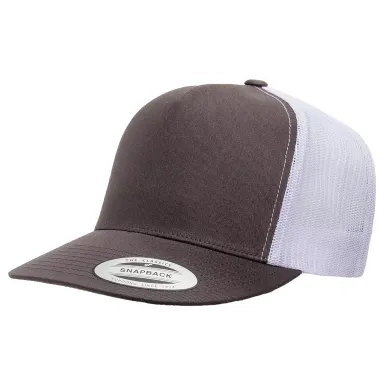 Yupoong-Flex Fit 6006 Five-Panel Classic Trucker C CHARCOAL/ WHITE front view