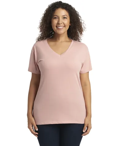 Next Level Apparel 3940 Ladies' Relaxed V-Neck T-S in Desert pink front view