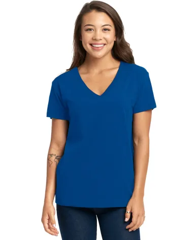 Next Level Apparel 3940 Ladies' Relaxed V-Neck T-S in Royal front view