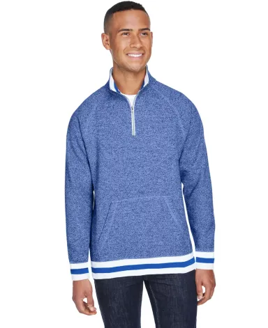 J America 8703 Peppered Fleece 1/4 Zip Pullover ROYAL PEPPER front view