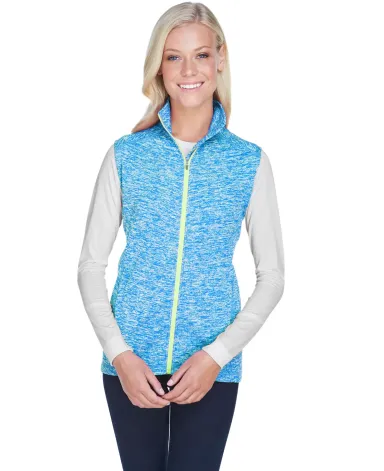 J America 8625 Cosmic Fleece Women's Vest EL BLUE/ NEON GR front view