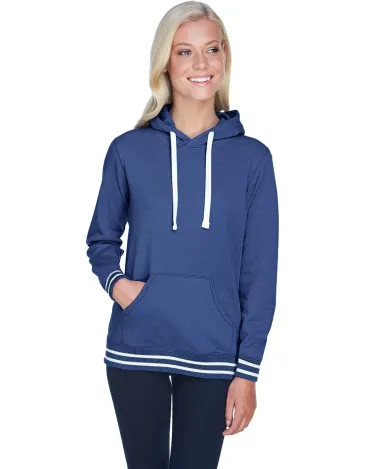 J America 8651 Relay Women's Hooded Pullover Sweat NAVY front view