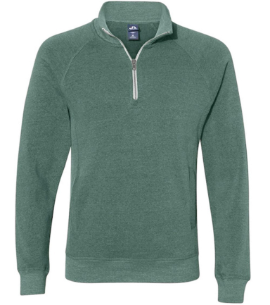 J America 8869 Triblend 1/4 Zip Pullover Sweatshir in Balsam triblend front view