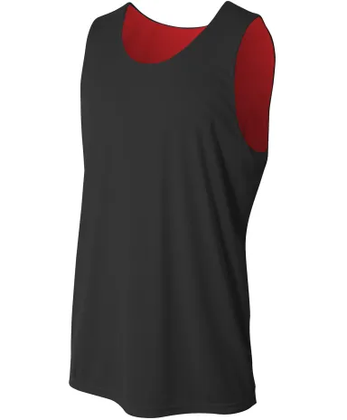 A4 Apparel N2375 Adult Performance Jump Reversible in Black/ red front view