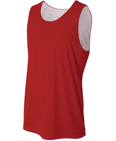 A4 Apparel N2375 Adult Performance Jump Reversible in Scarlet/ white front view