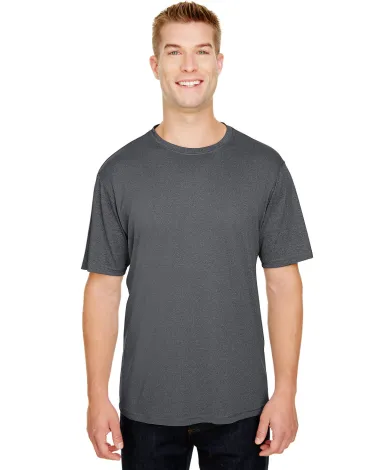 A4 Apparel N3381 Adult  Topflight Heather Performa in Charcoal heather front view