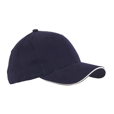 BX004 Big Accessories 6-Panel Twill Sandwich Baseb in Navy/ stone front view