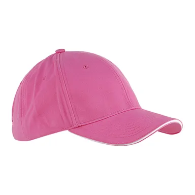 BX004 Big Accessories 6-Panel Twill Sandwich Baseb in Pink/ white front view