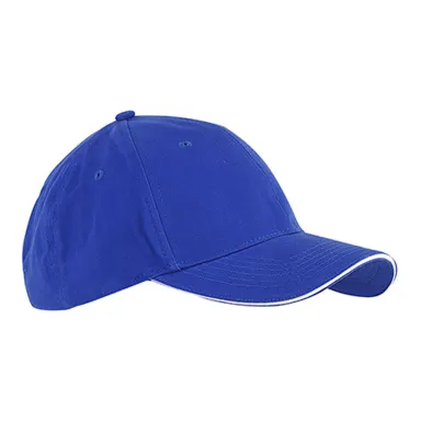 BX004 Big Accessories 6-Panel Twill Sandwich Baseb in Royal/ white front view