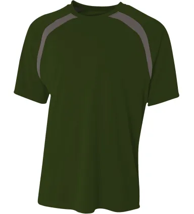 A4 Apparel N3001 Men's Spartan Short Sleeve Color  in Forest/ graphite front view