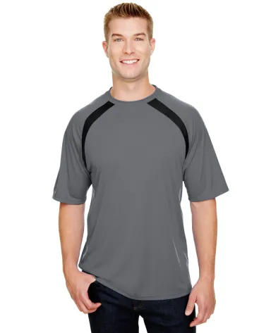 A4 Apparel N3001 Men's Spartan Short Sleeve Color  in Graphite/ black front view