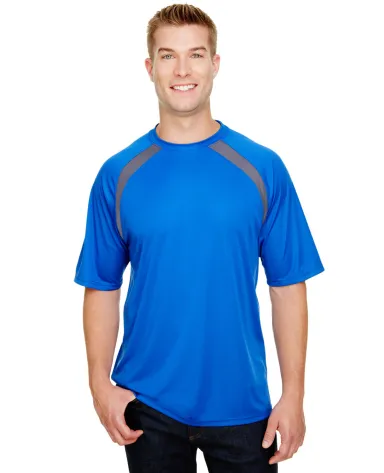 A4 Apparel N3001 Men's Spartan Short Sleeve Color  in Royal/ graphite front view