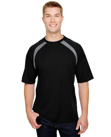 A4 Apparel N3001 Men's Spartan Short Sleeve Color  in Black/ graphite front view