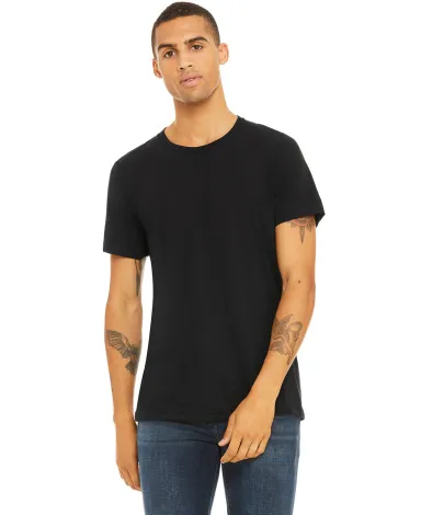 BELLA+CANVAS 3413 Unisex Howard Tri-blend T-shirt in Solid blk trblnd front view