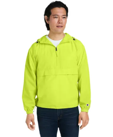 Champion Clothing CO200 Packable Jacket in Safety green front view