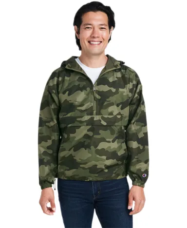 Champion Clothing CO200 Packable Jacket in Olive grn camo front view