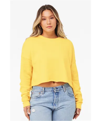 Bella + Canvas 7503 Women's Cropped Crew Fleece in Yellow front view