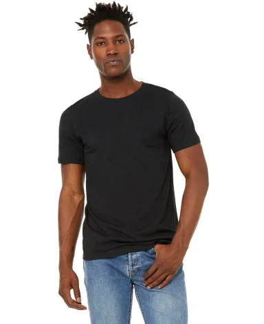 Bella + Canvas 3301 Unisex Sueded Tee in Black heather front view